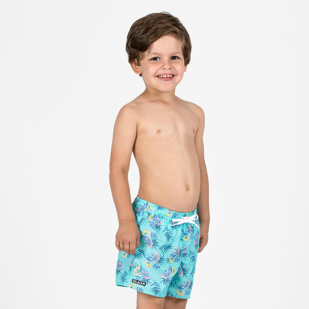 Boys’ swim shorts - 100 Palm turquoise