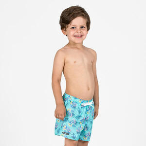 Bañador Niño corto Surf 100 Turquesa Palm