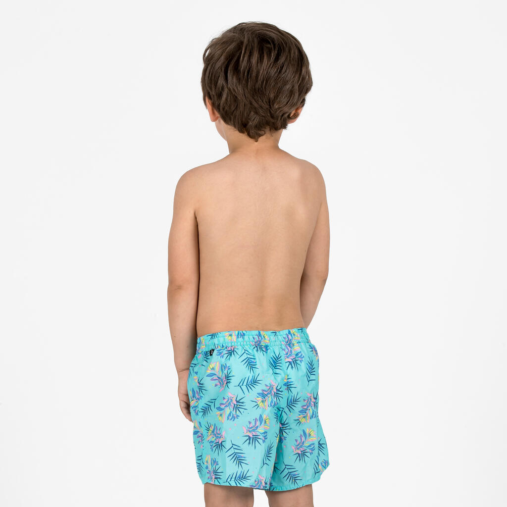 Boys’ swim shorts - 100 Palm turquoise