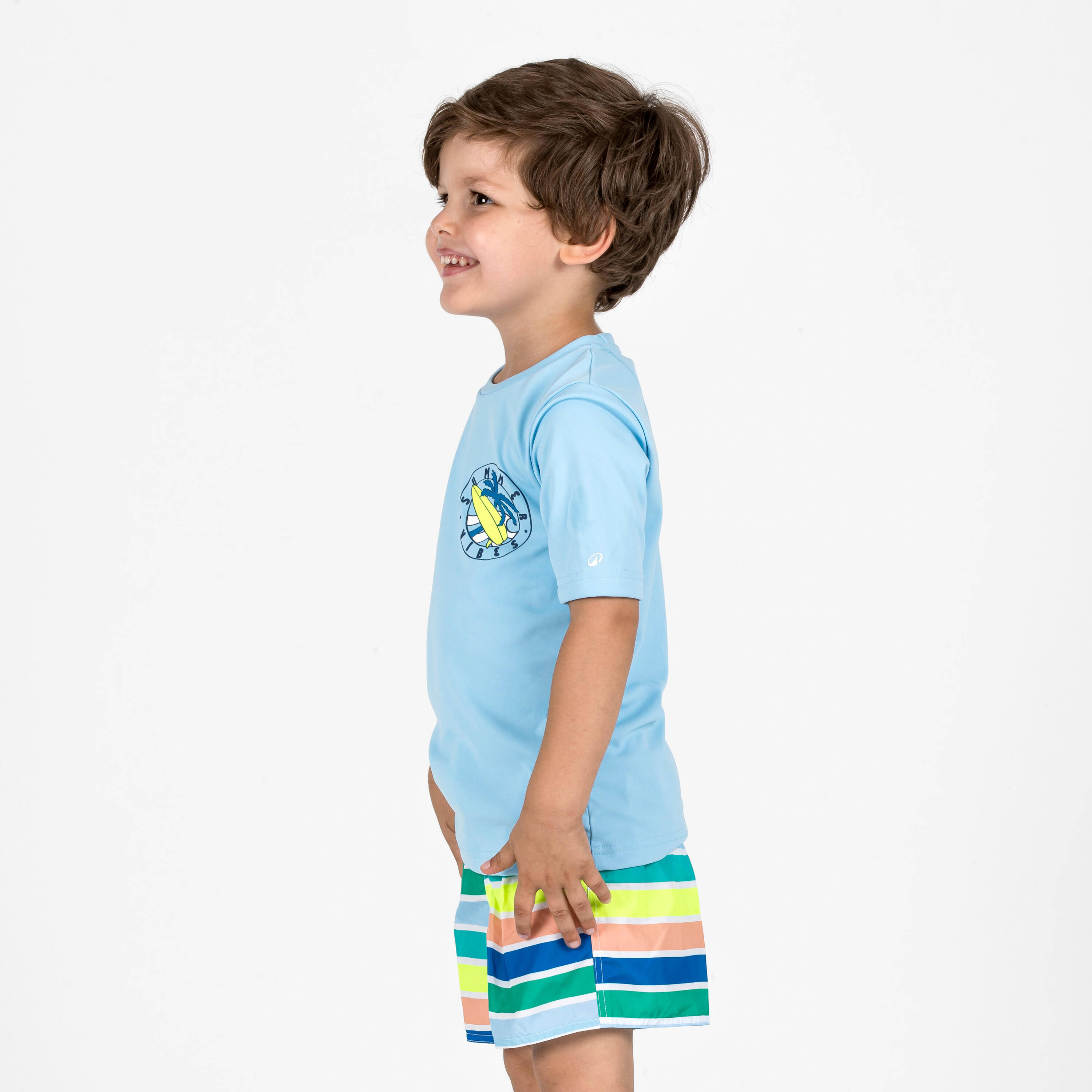Boys’ striped swim shorts - 100 Stripy multicoloured -  2