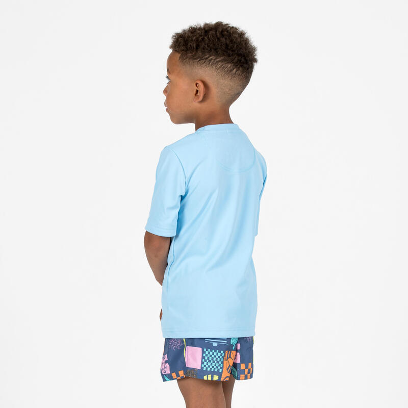 T-shirt anti UV surf Junior - 100 bleu ciel