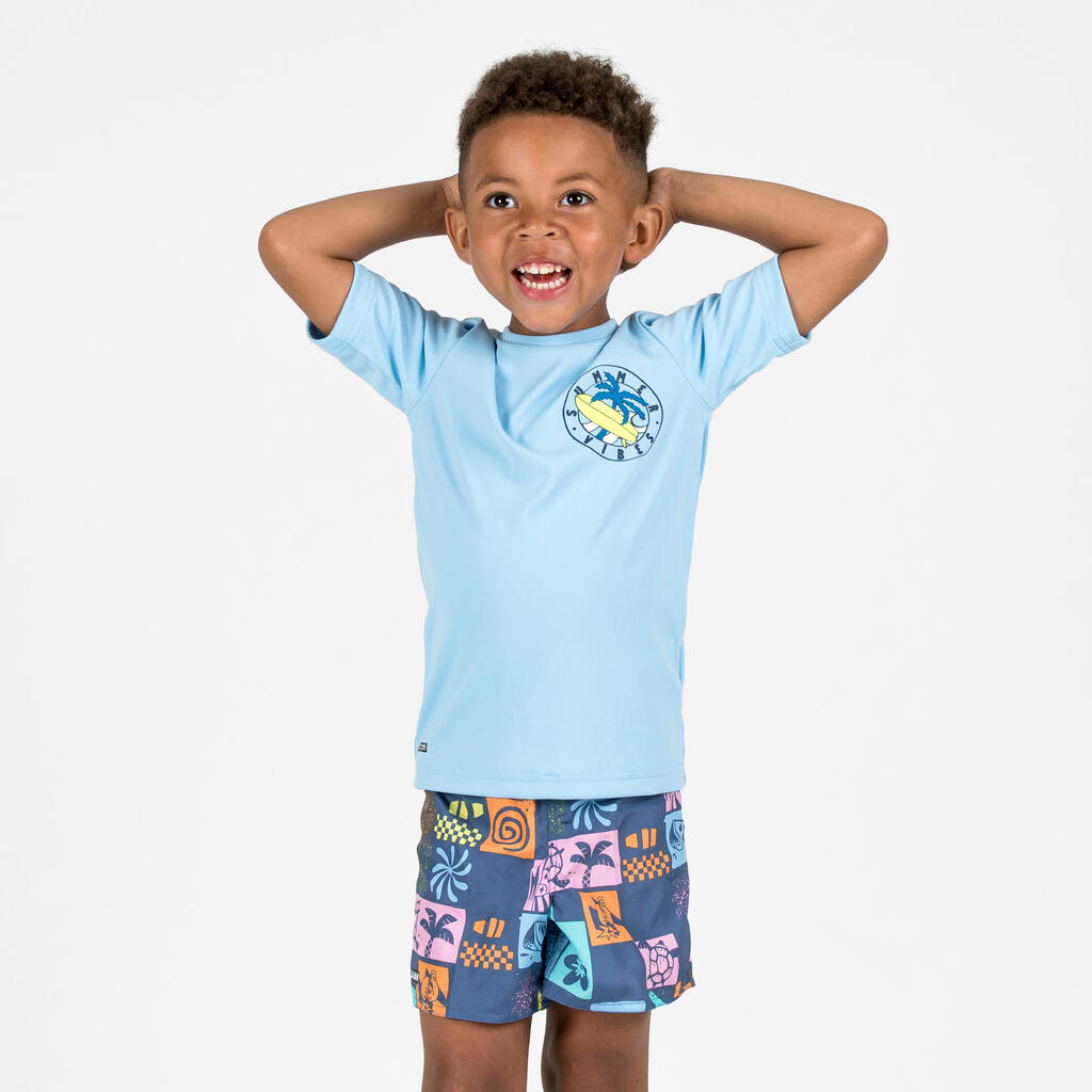Boys’ swim shorts - 100 Palm turquoise