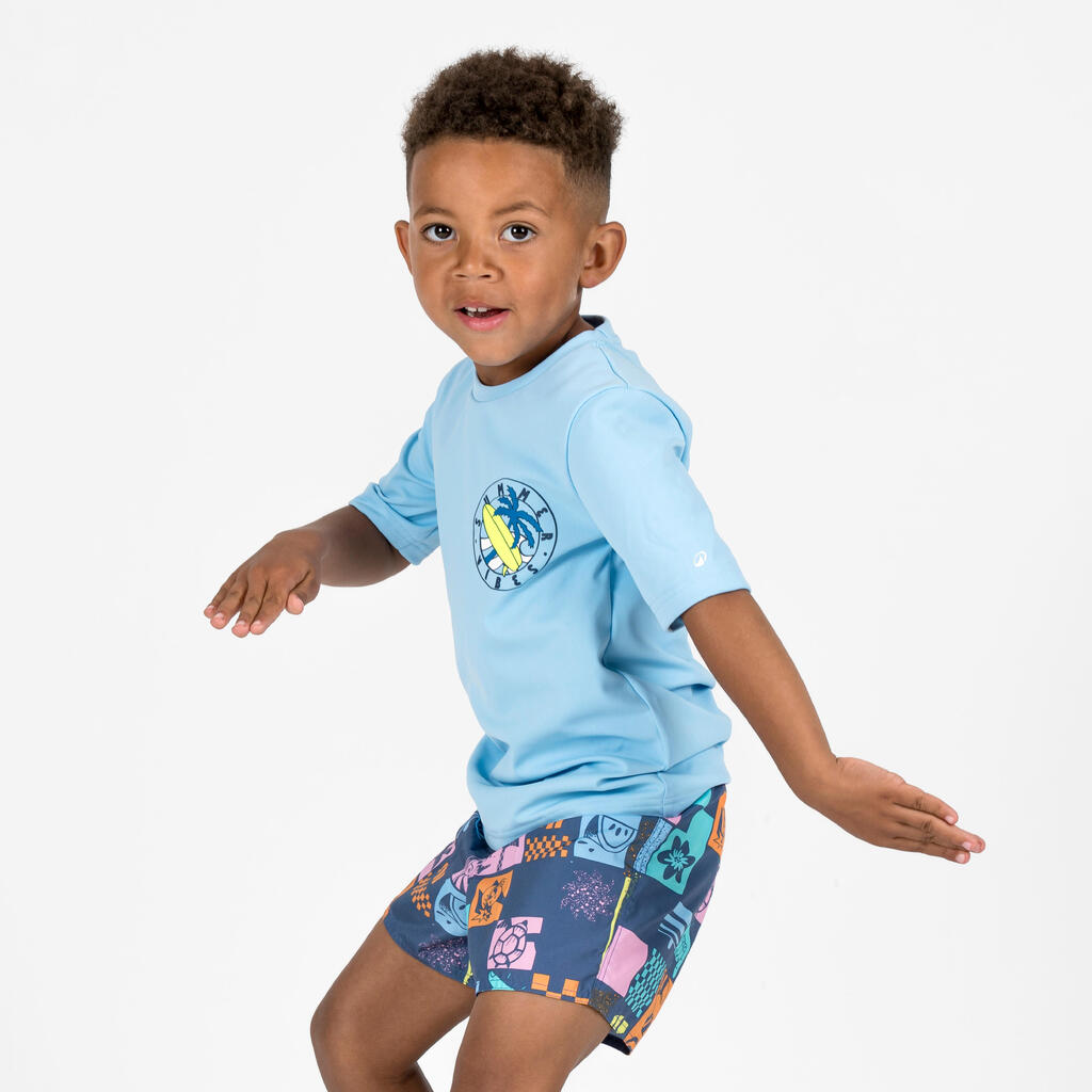 Boys’ swim shorts - 100 Palm turquoise