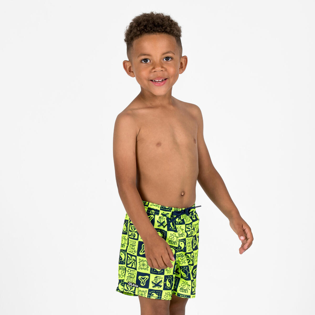 Short de bain Garçon - 100 jaune et noir