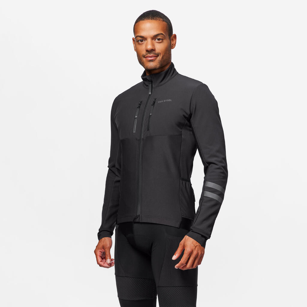 Fahrrad Winterjacke Rennrad Endurance Herren schwarz/braun 