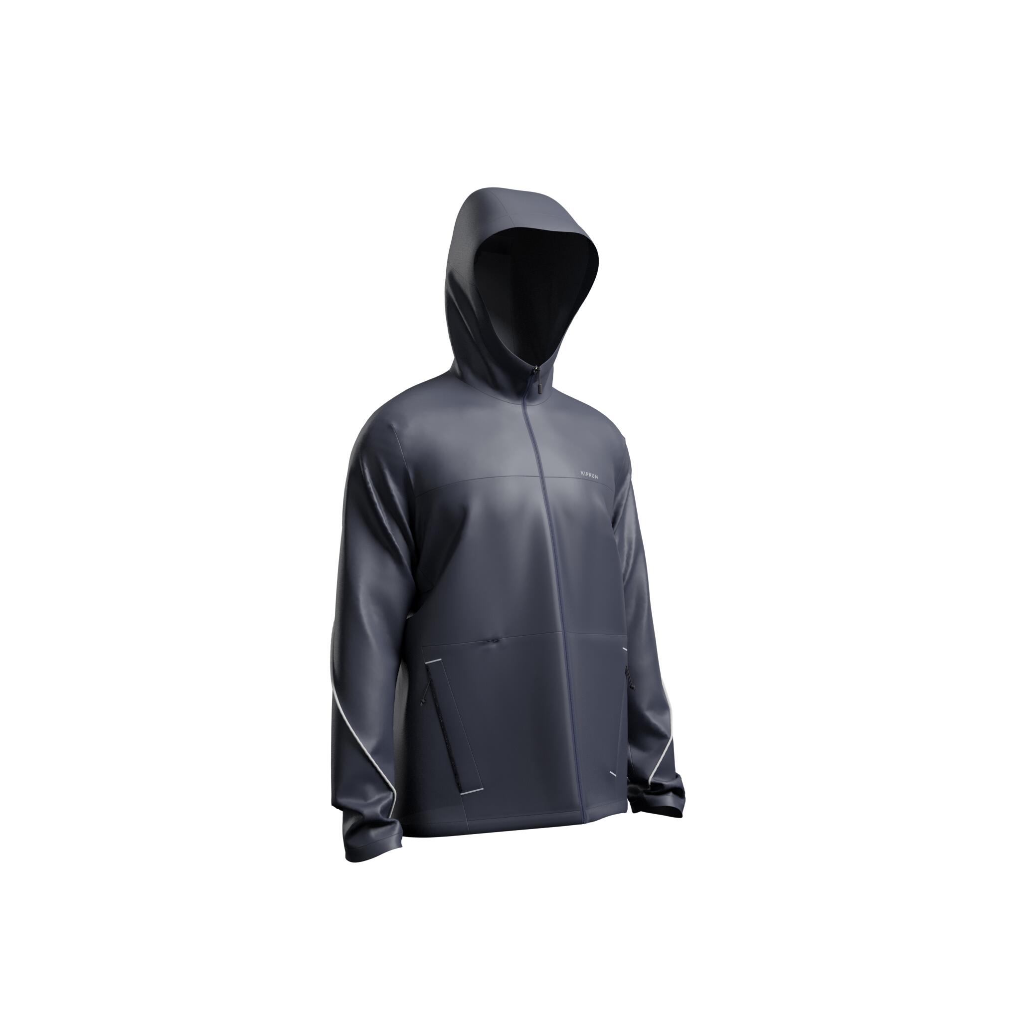 Men's waterproof trail running jacket, KIPRUN Run 500 Blue