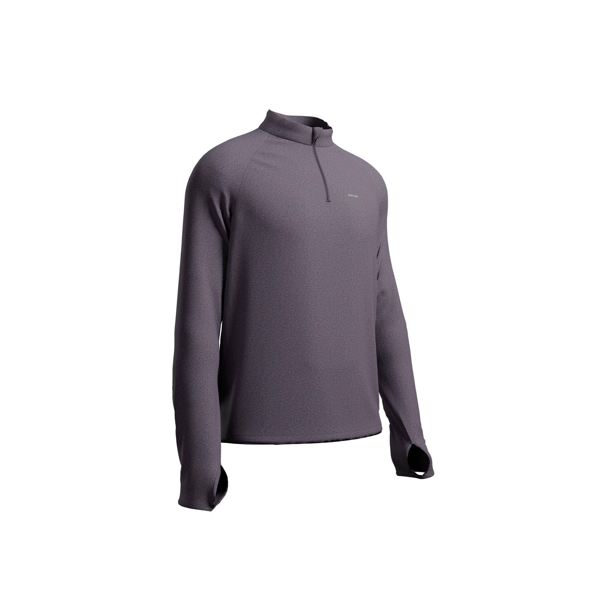 Kiprun Run 100 Men's Warm and Breathable Half-Zip Long-Sleeved T-shirt - Purple