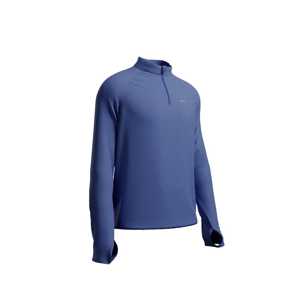 Kiprun Run 100 Men's Long-Sleeved Half-Zip Warm and Breathable T-shirt - Indigo