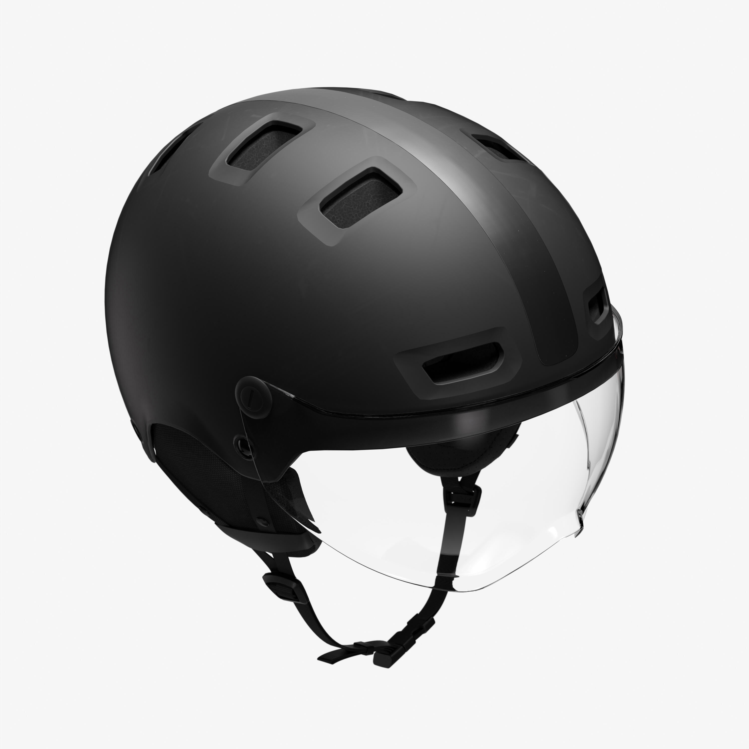 BTWIN City Cycling Helmet with Visor - CBH 580 Black