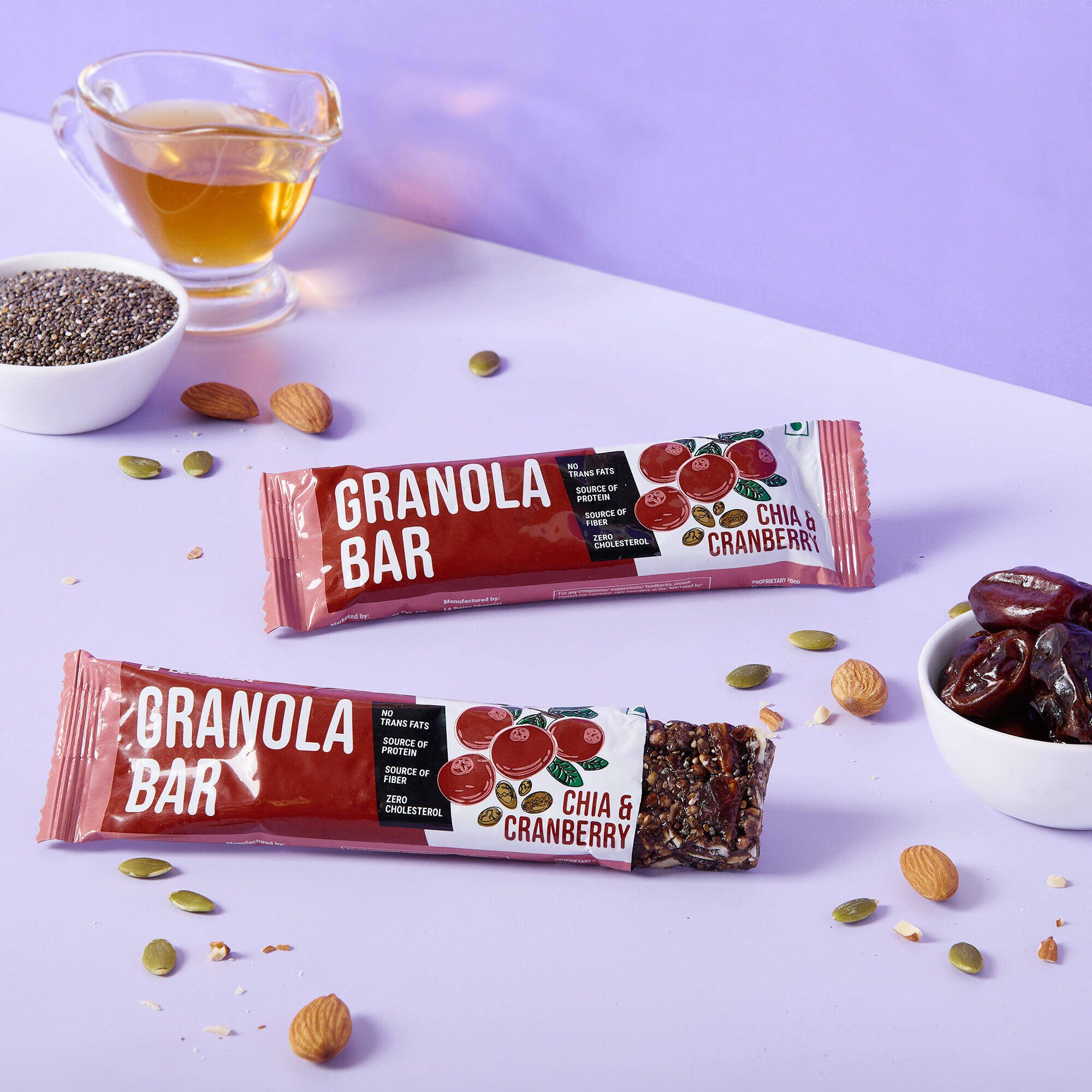Granola Bar- Chia Cranberry - - Zero Cholestrol, No trans fats,  with Fibre -  2