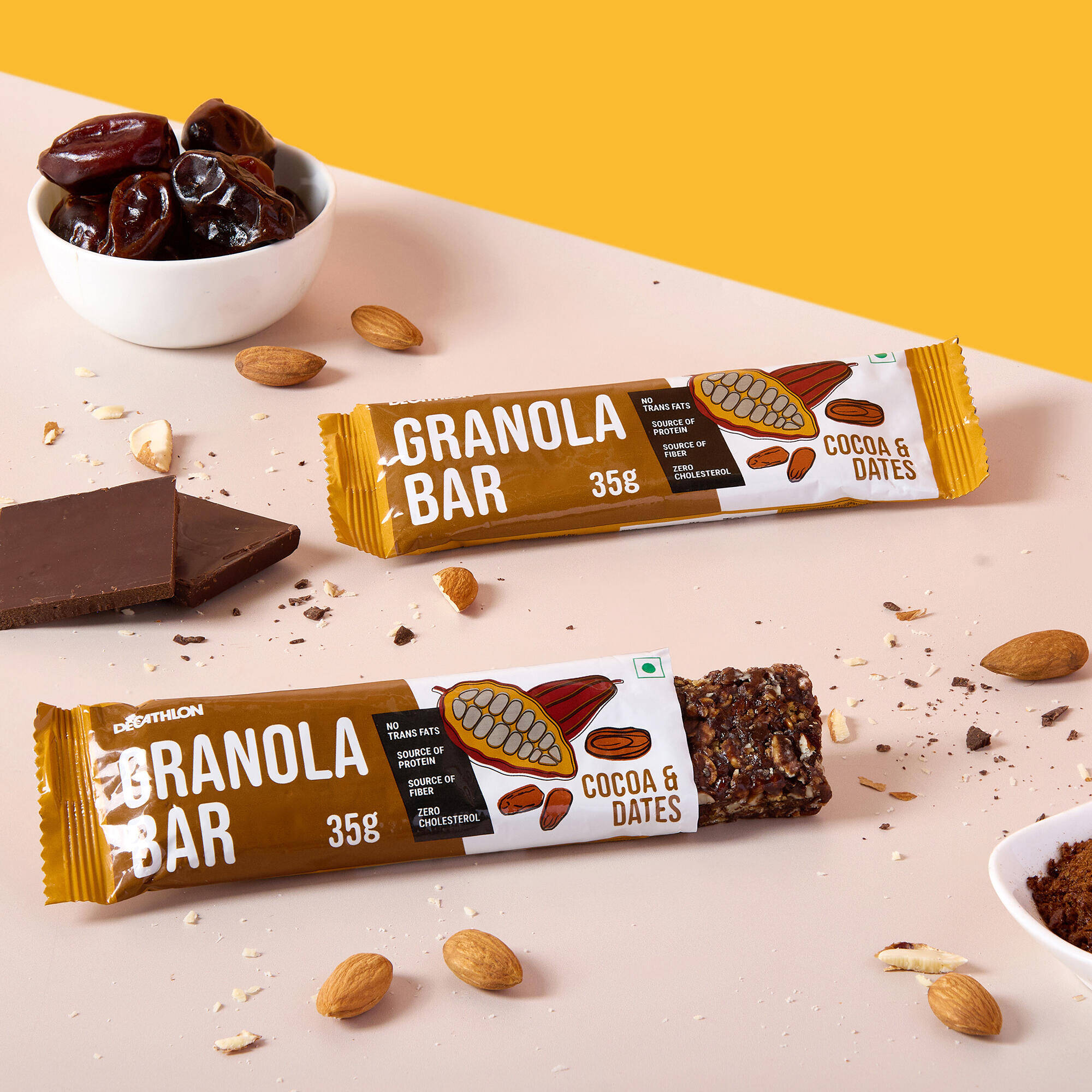 Granola Bar-Cocoa and Dates- Zero Cholestrol, No trans fats, with Protein, Fibre -  2