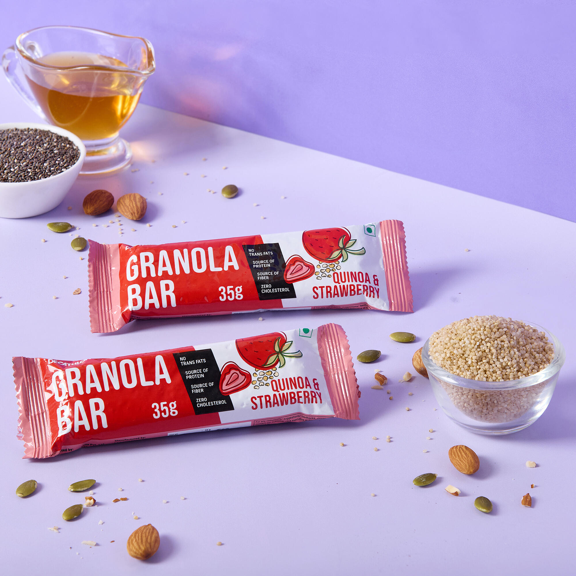Granola Bar- Quinoa and Strawberry-Zero Cholestrol, No trans fats, with Fibre