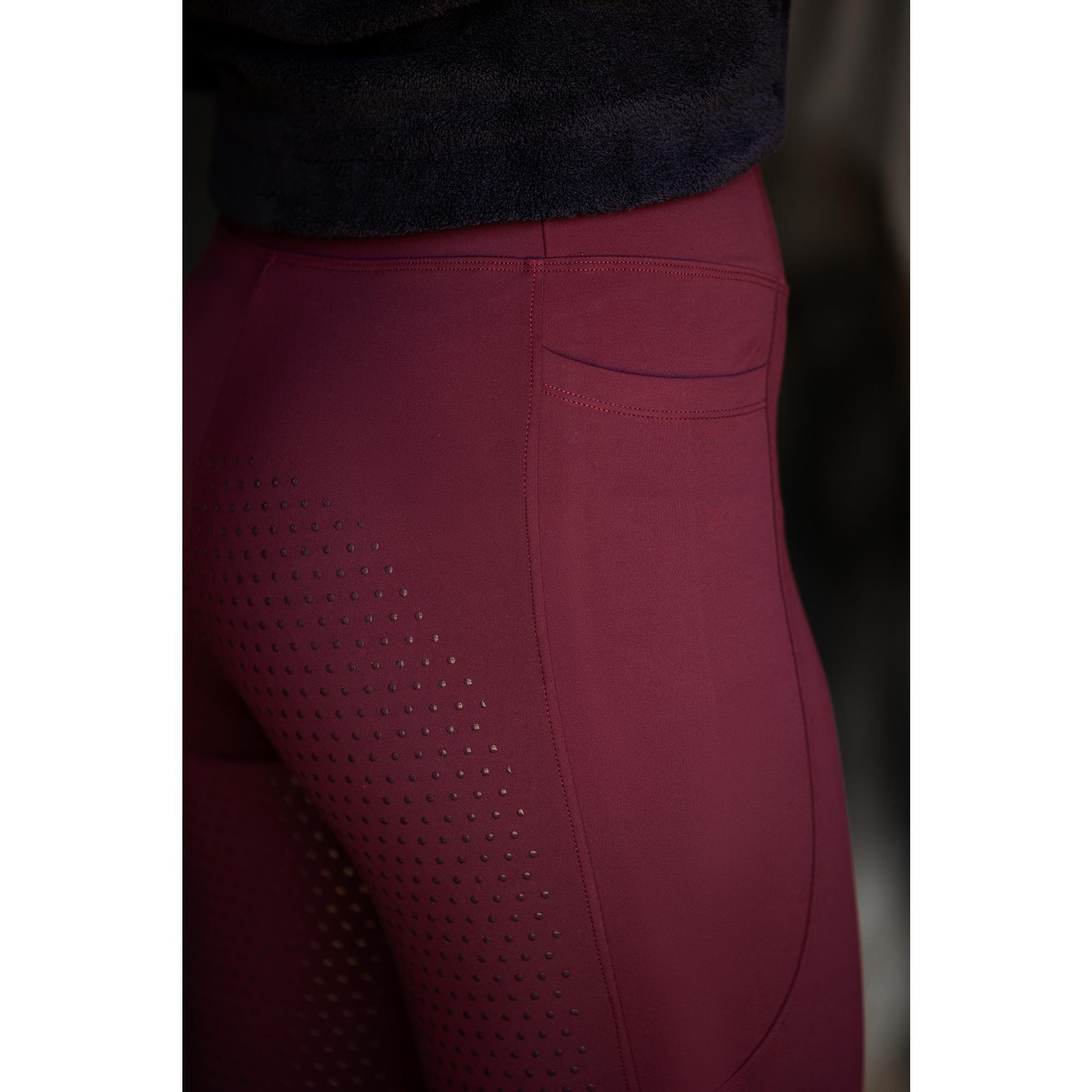 Legginsy jeździeckie dziecięce bordowe Equus Brand 7/8