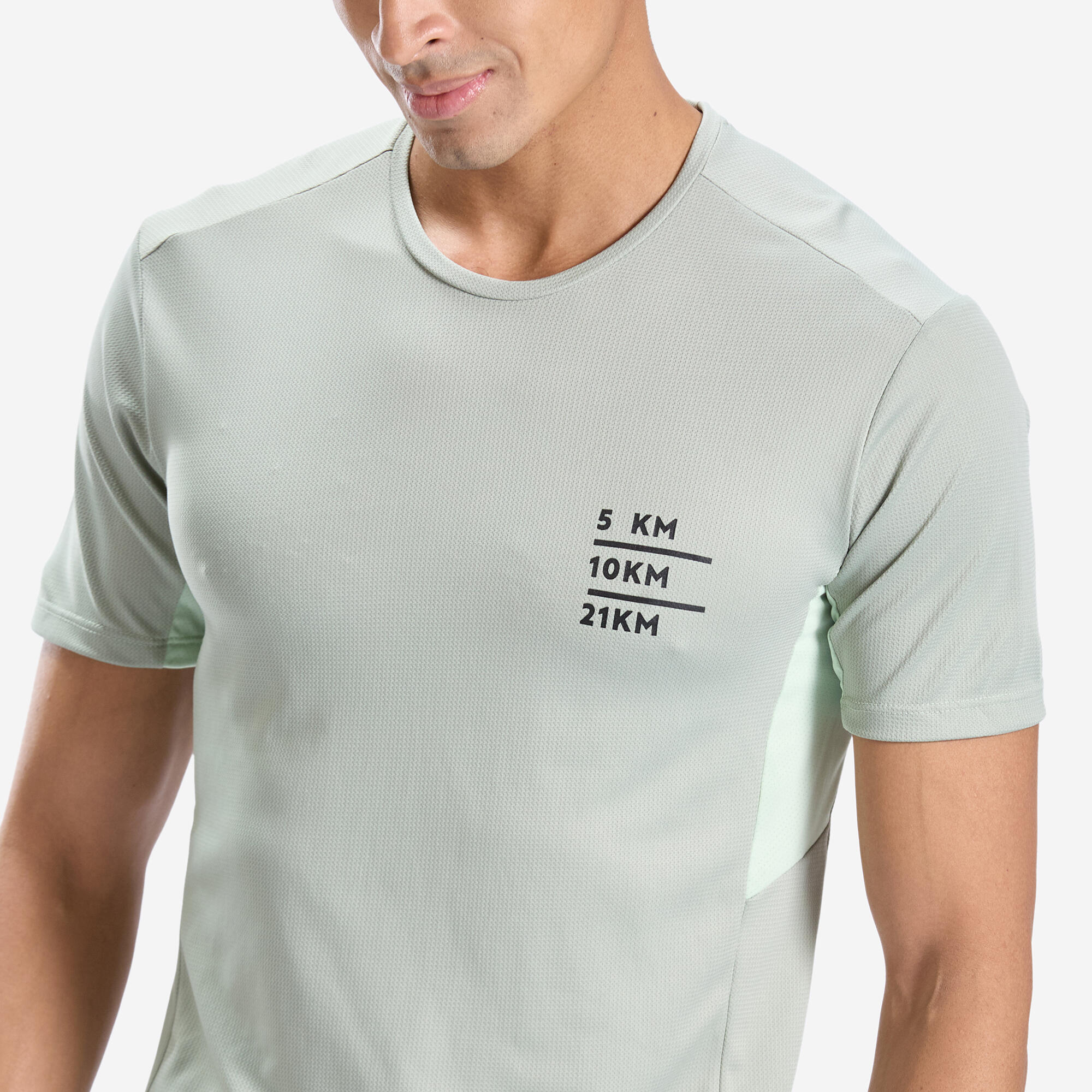 Printed Running Tshirt for Men- Run Dry Green