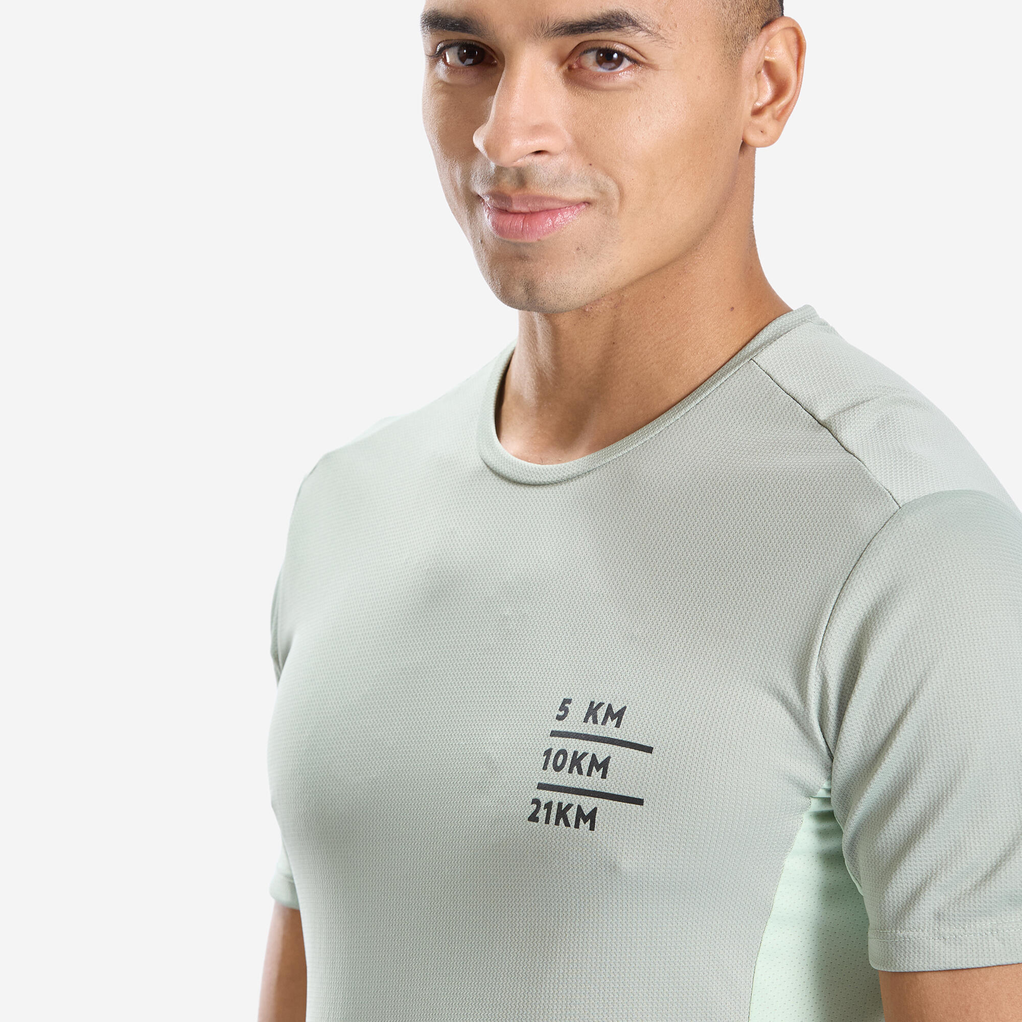 Printed Running Tshirt for Men- Run Dry Green