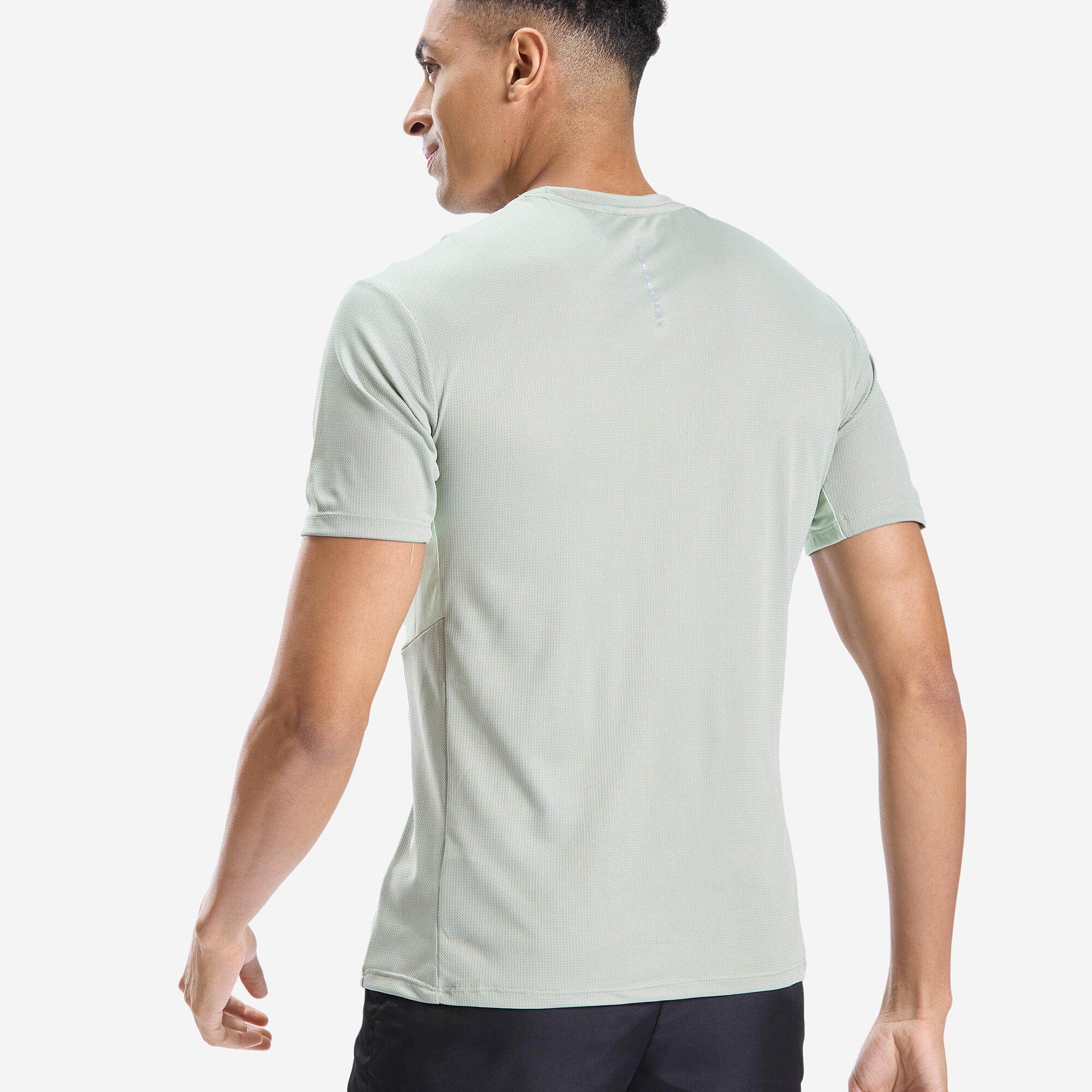 Printed Running Tshirt for Men- Run Dry Green