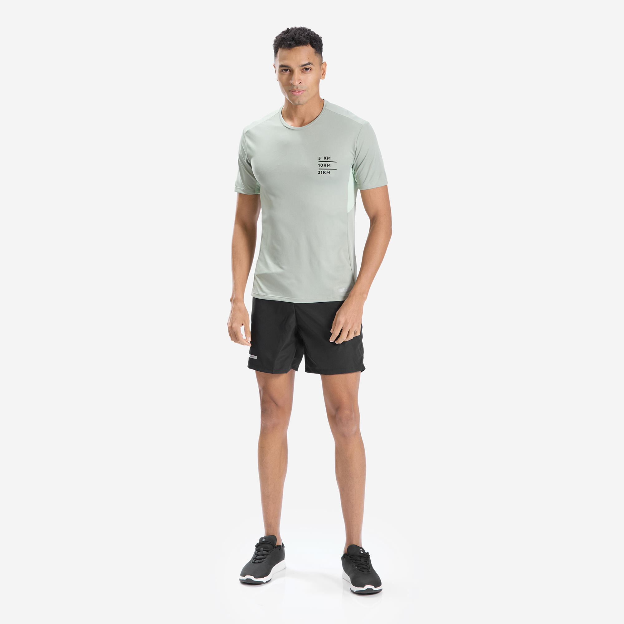 Printed Running Tshirt for Men- Run Dry Green