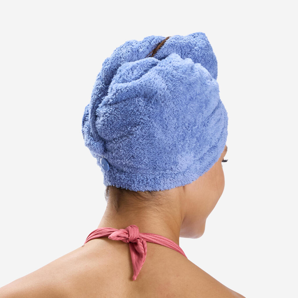 Serviette de bain microfibre douce pour cheveux bleu
