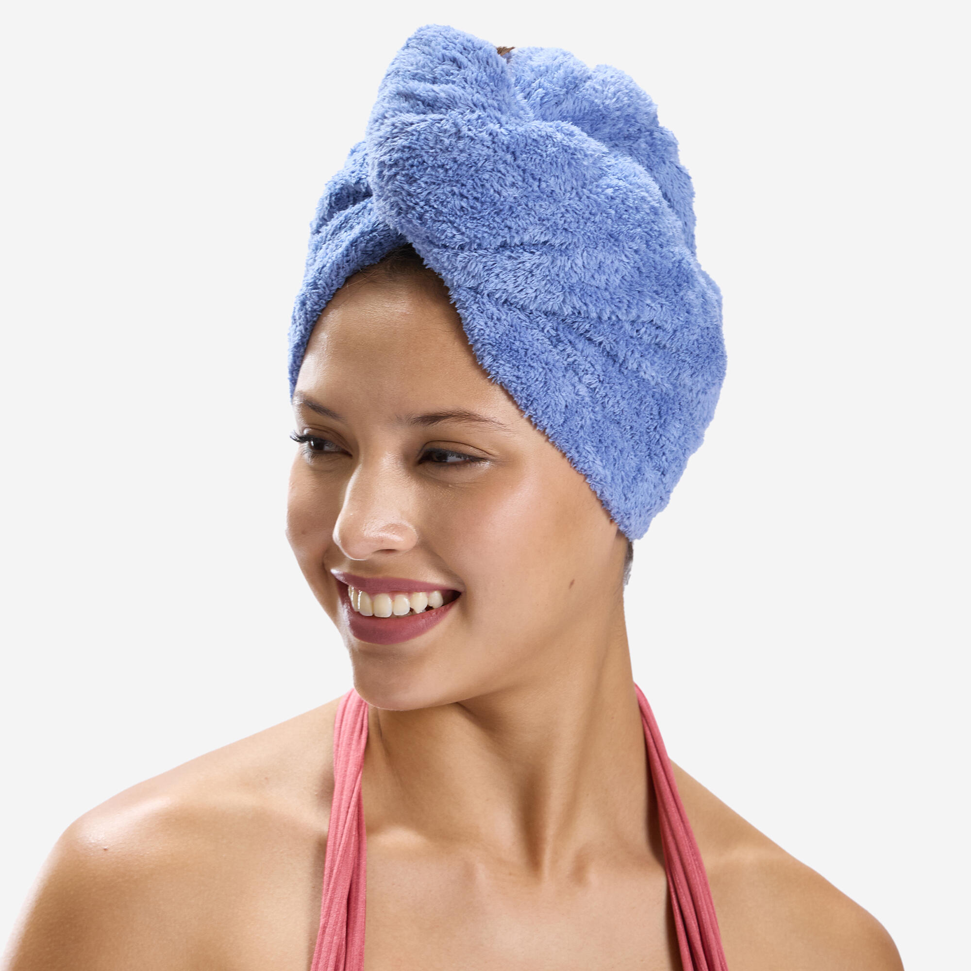 Toalla de natación de microfibra suave azul para cabello 10/17
