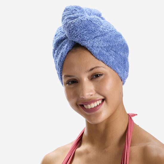 Serviette de bain microfibre douce pour cheveux bleu
