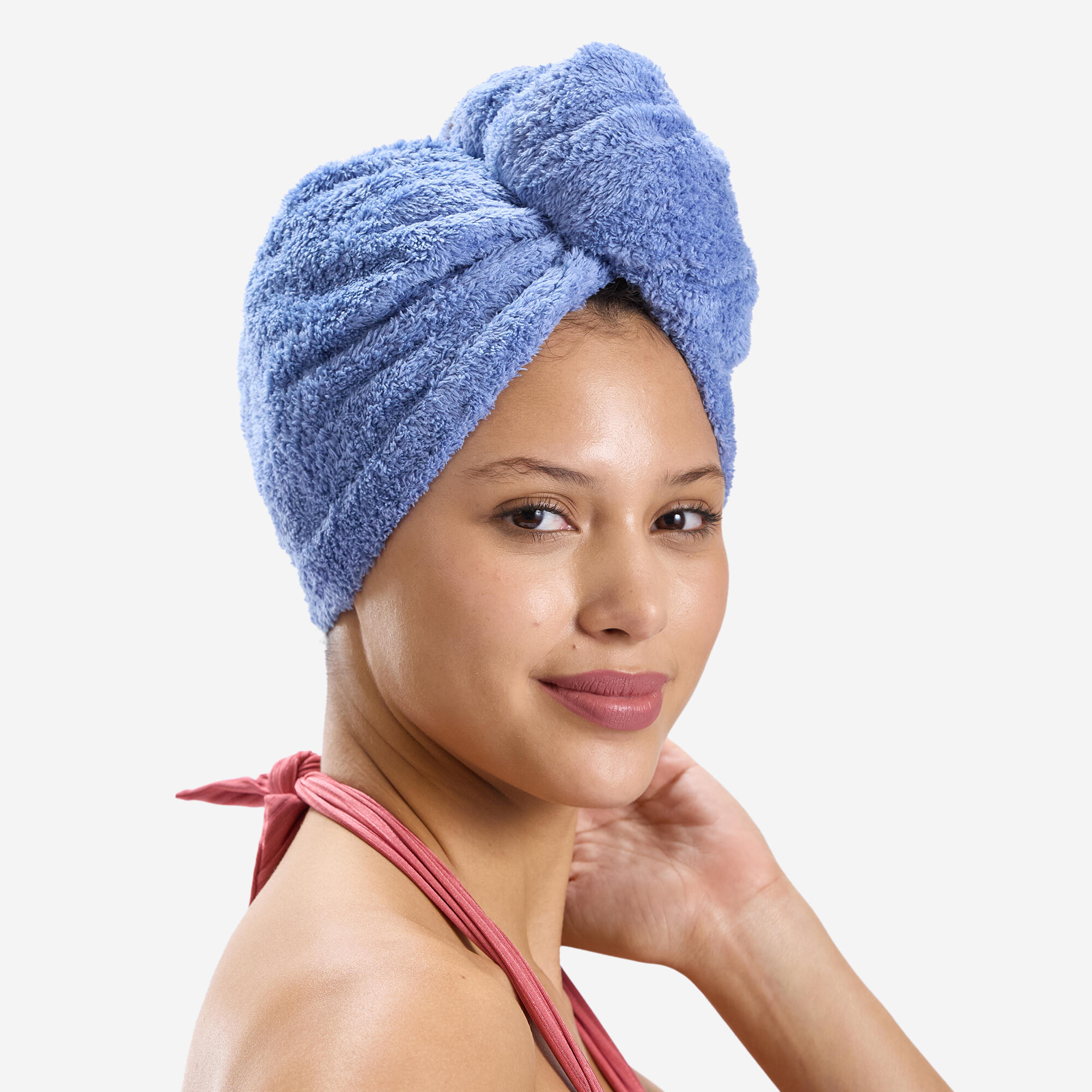 Toalla de natación de microfibra suave azul para cabello 15/17