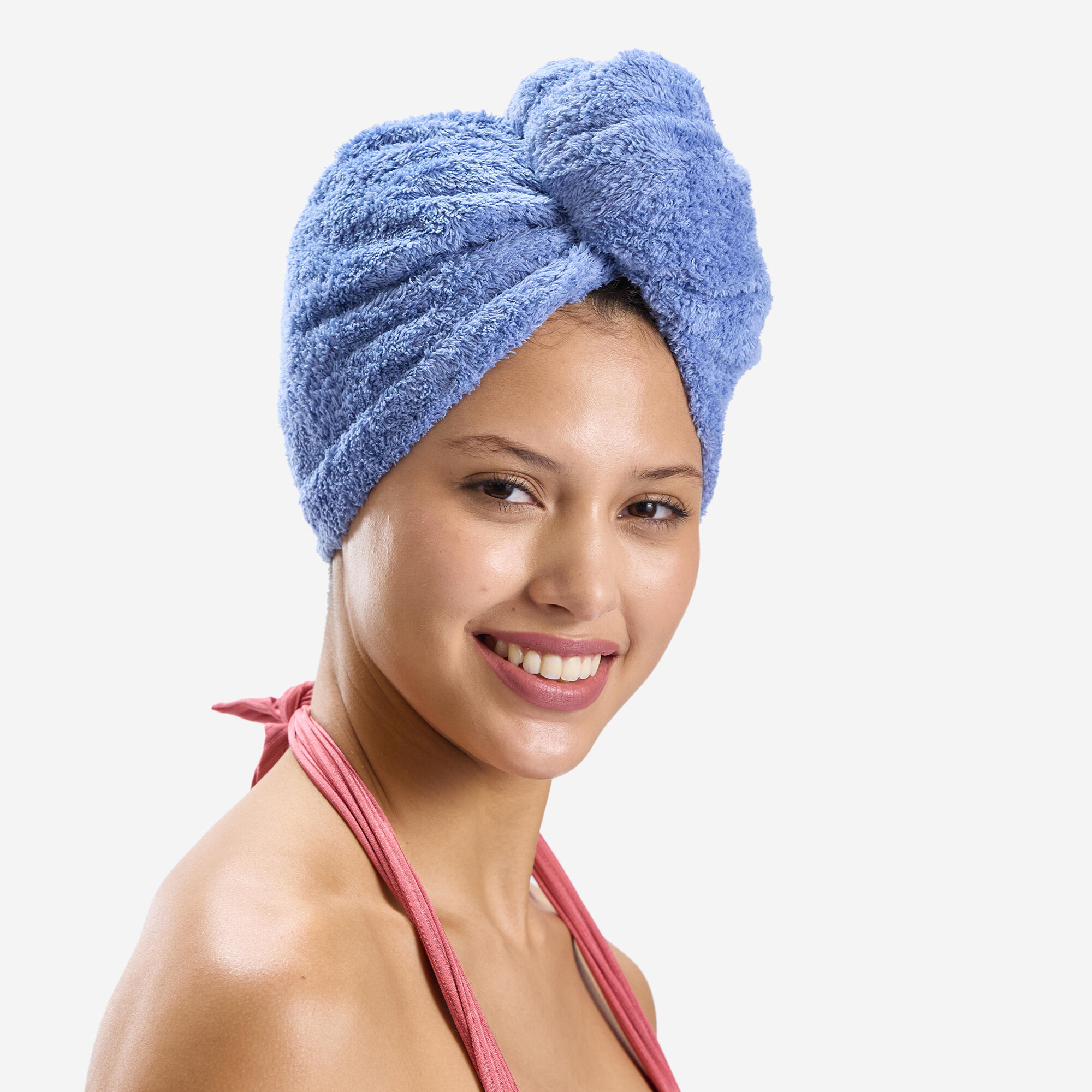 Toalla de natación de microfibra suave azul para cabello 14/17