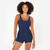 Maillot de bain 1 pièce shorty natation Femme - Dova bleu marine