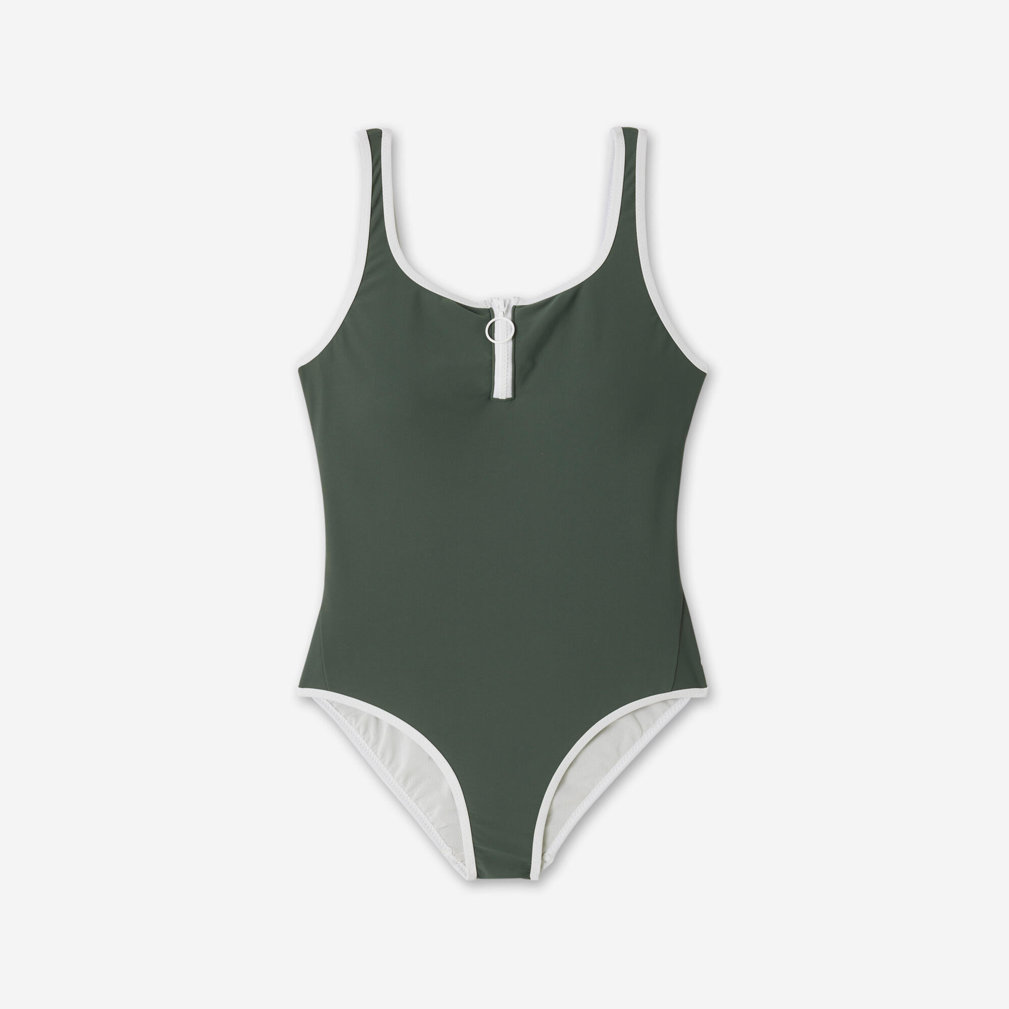 Women’s 1-Piece Swimsuit - Heva Joy Zip Khaki - NABAIJI