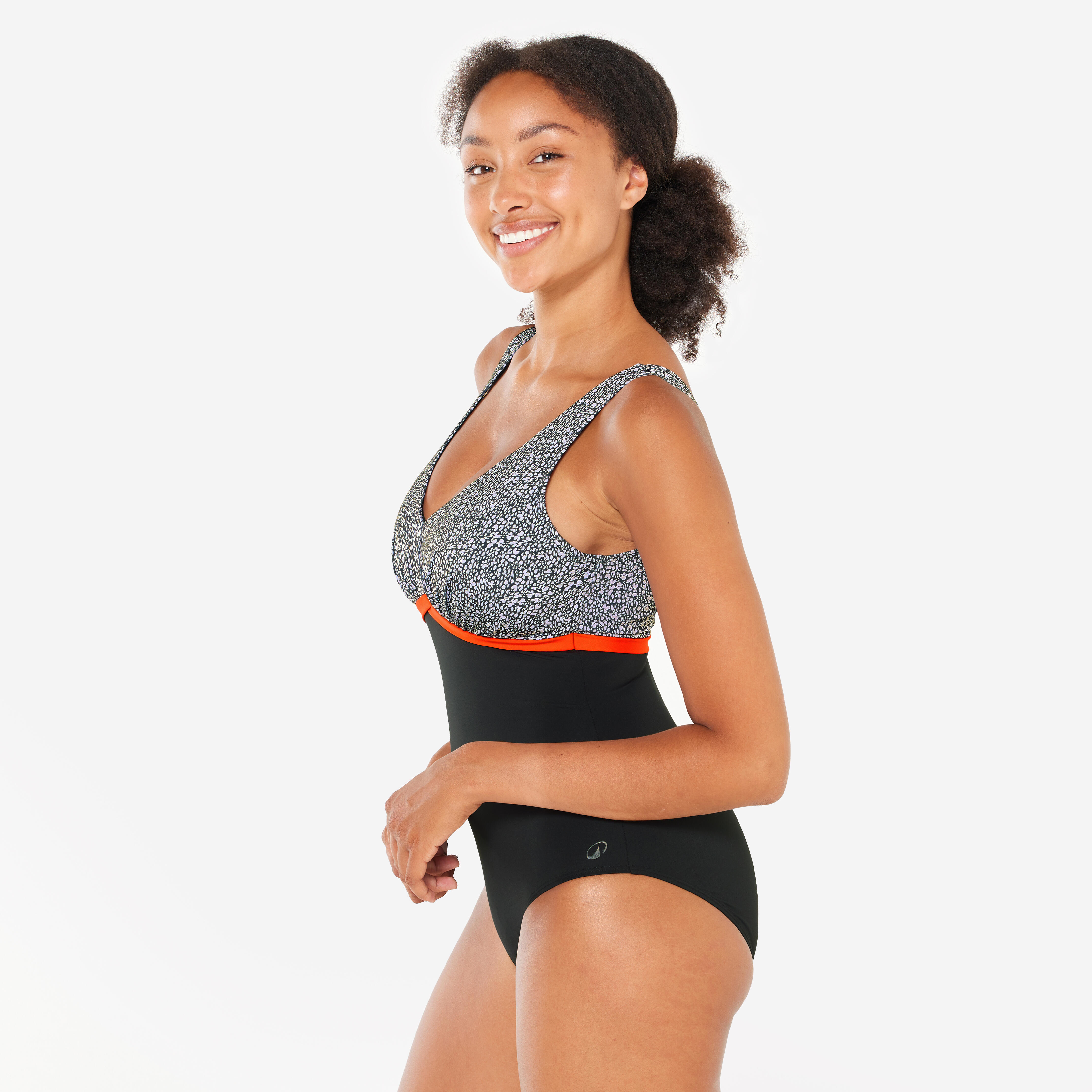 Maillot de bain 1 pièce aquafitness femme - Rosy noir - NABAIJI