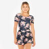 Women's 1-Piece Short Sleeve Swimsuit Una Skirt Comfortable & Supportive