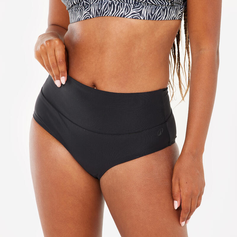 Cueca de Bikini de Natação Cintura subida Mulher - Eva preto