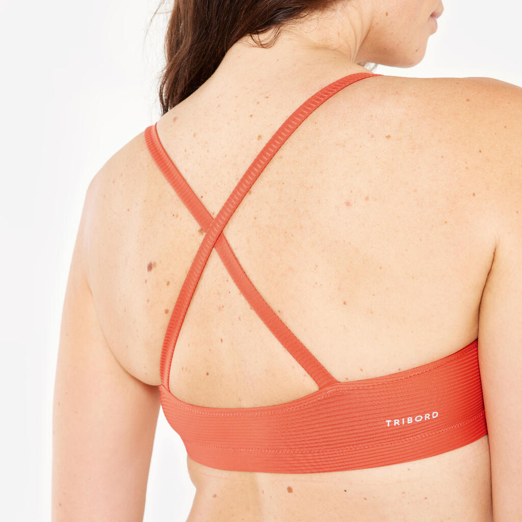 Haut de maillot de bain brassière texturée natation Femme - Lila simy terracotta