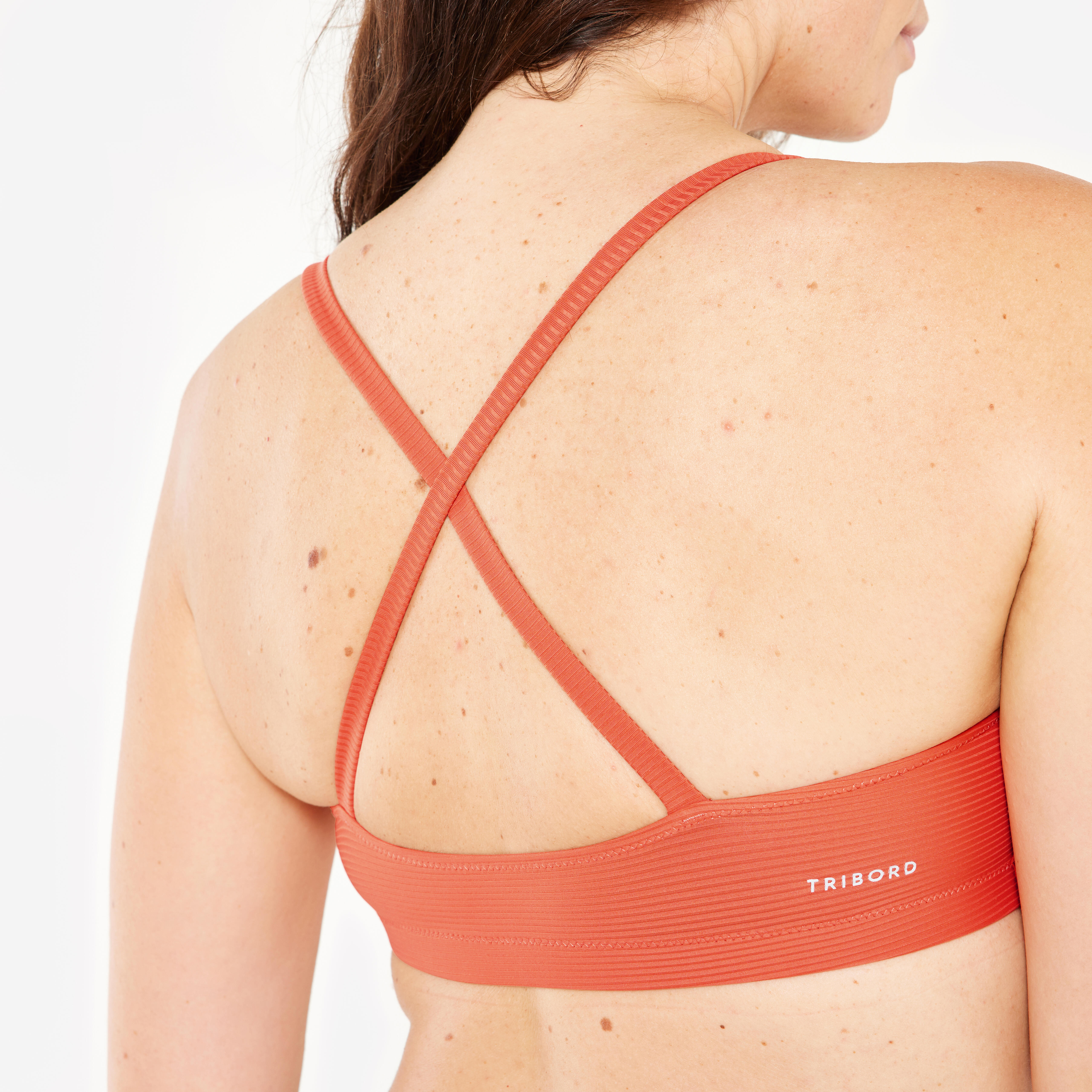 Women’s Swimming Textured Crop Top Swimsuit Top - Lila Simy Terracotta - NABAIJI
