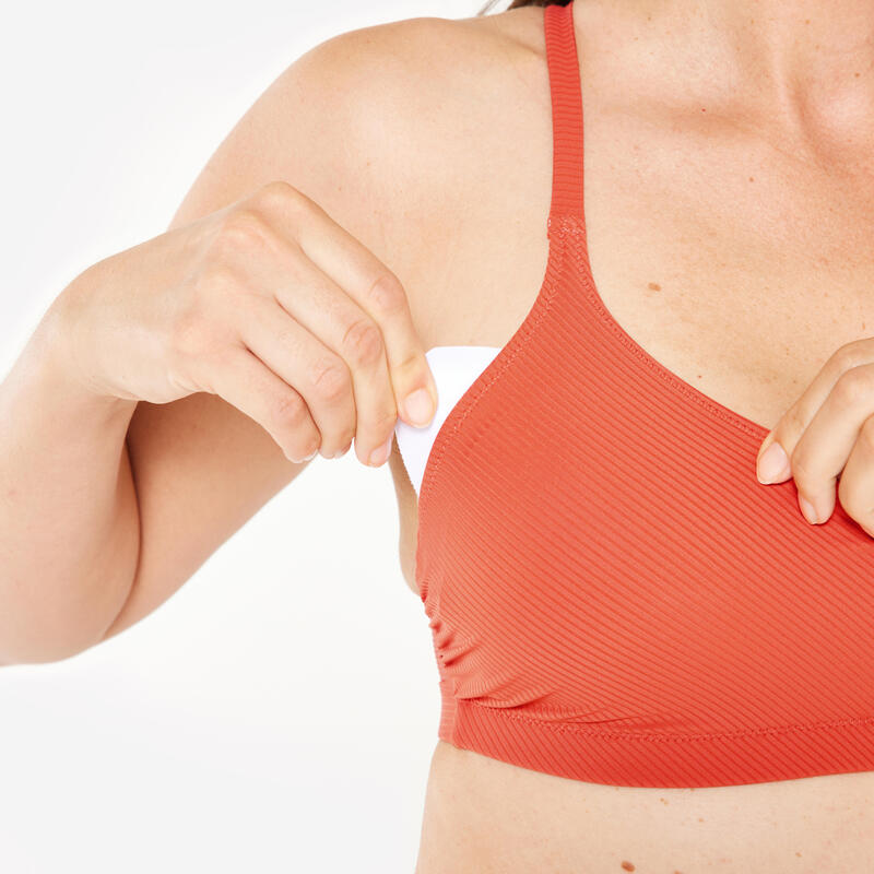 Haut de maillot de bain brassière texturée natation Femme - Lila simy terracotta