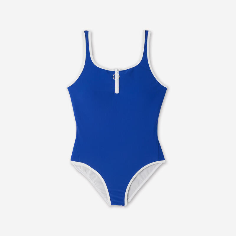 Maillot de bain 1 pièce natation Femme - Heva Joy zip bleu