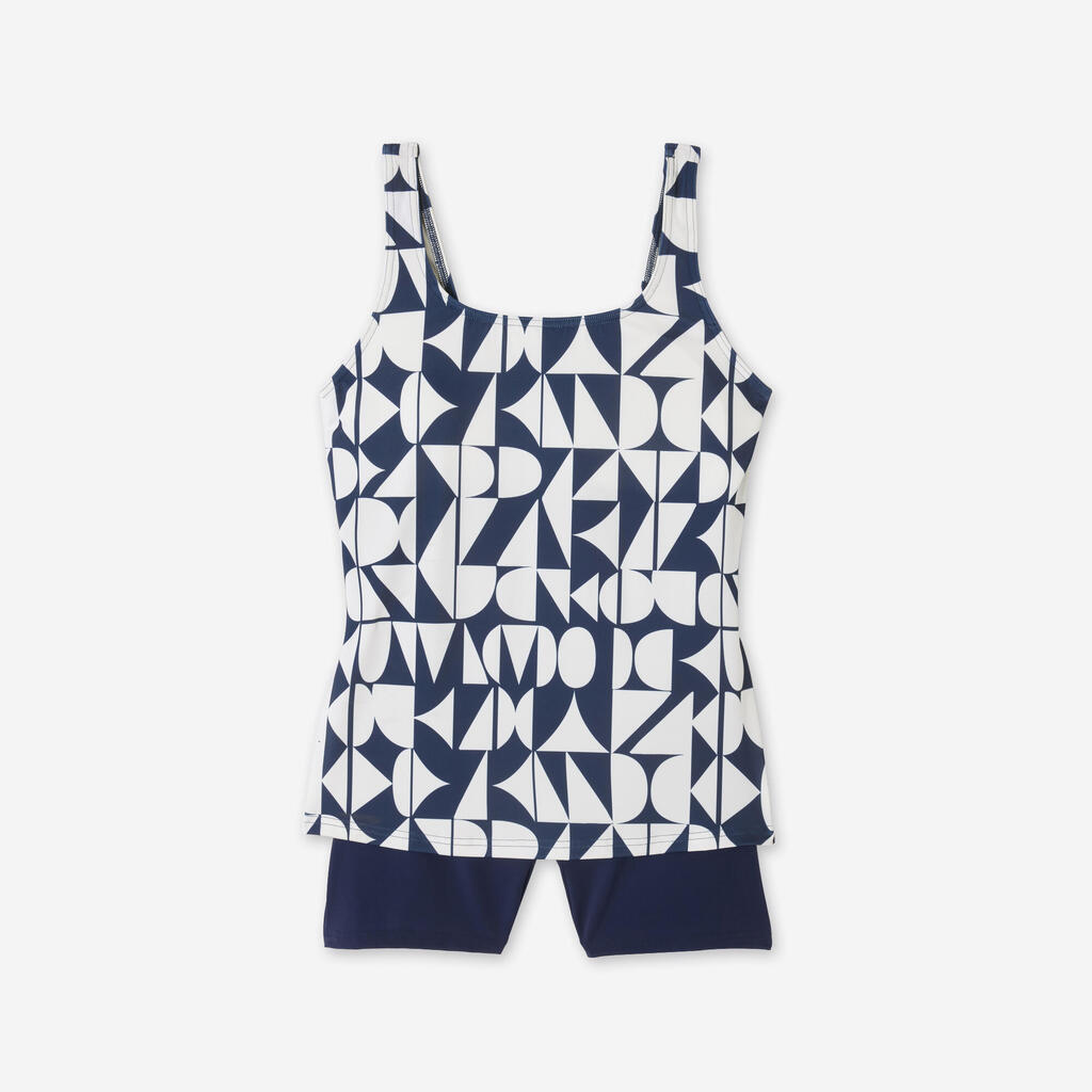 Maillot de bain 1 pièce tankini shorty natation Femme - Heva bleu