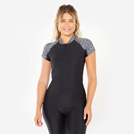 Top manches courtes d'aquagym et d'aquafitness Femme - Rachel noir