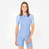 One-piece shorty swimsuit with zip and fixed pads light blue