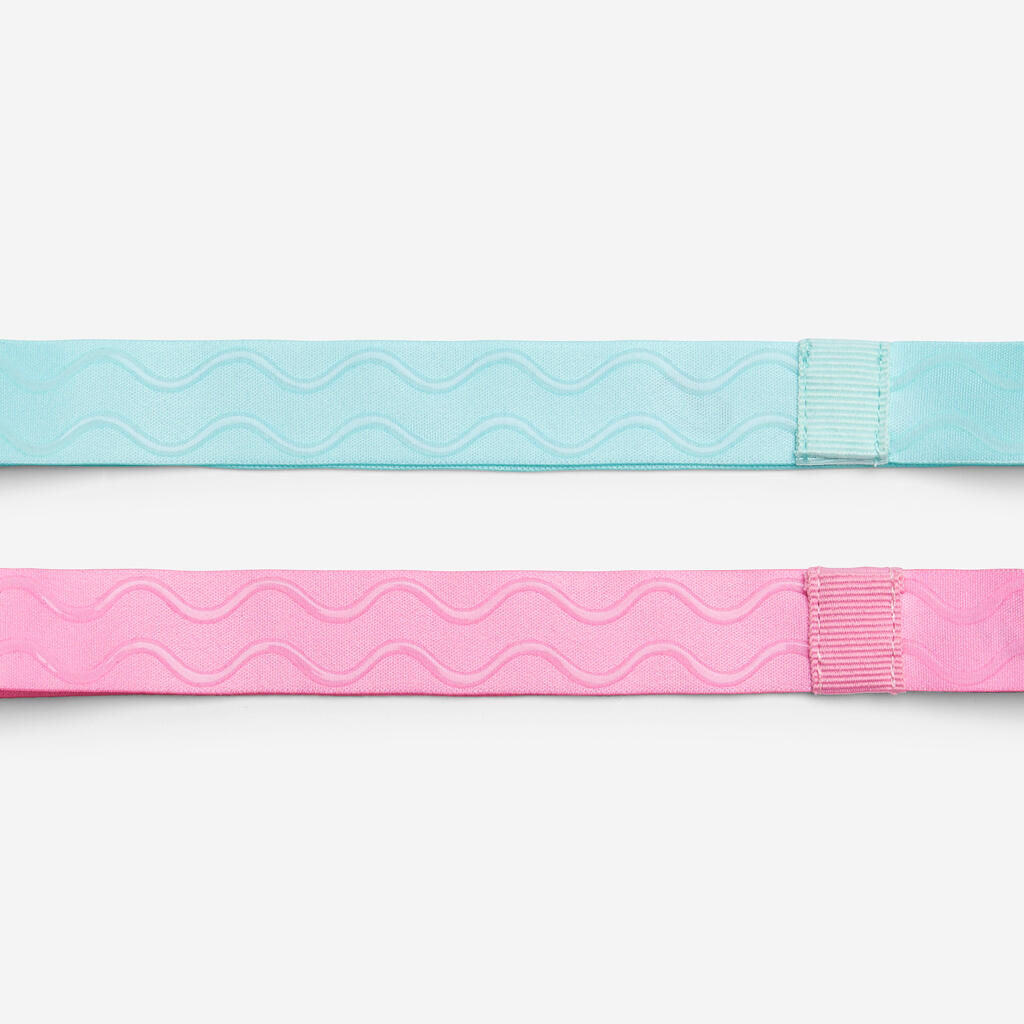 Lot de 2 bandeaux fins multisport fille, rose et vert