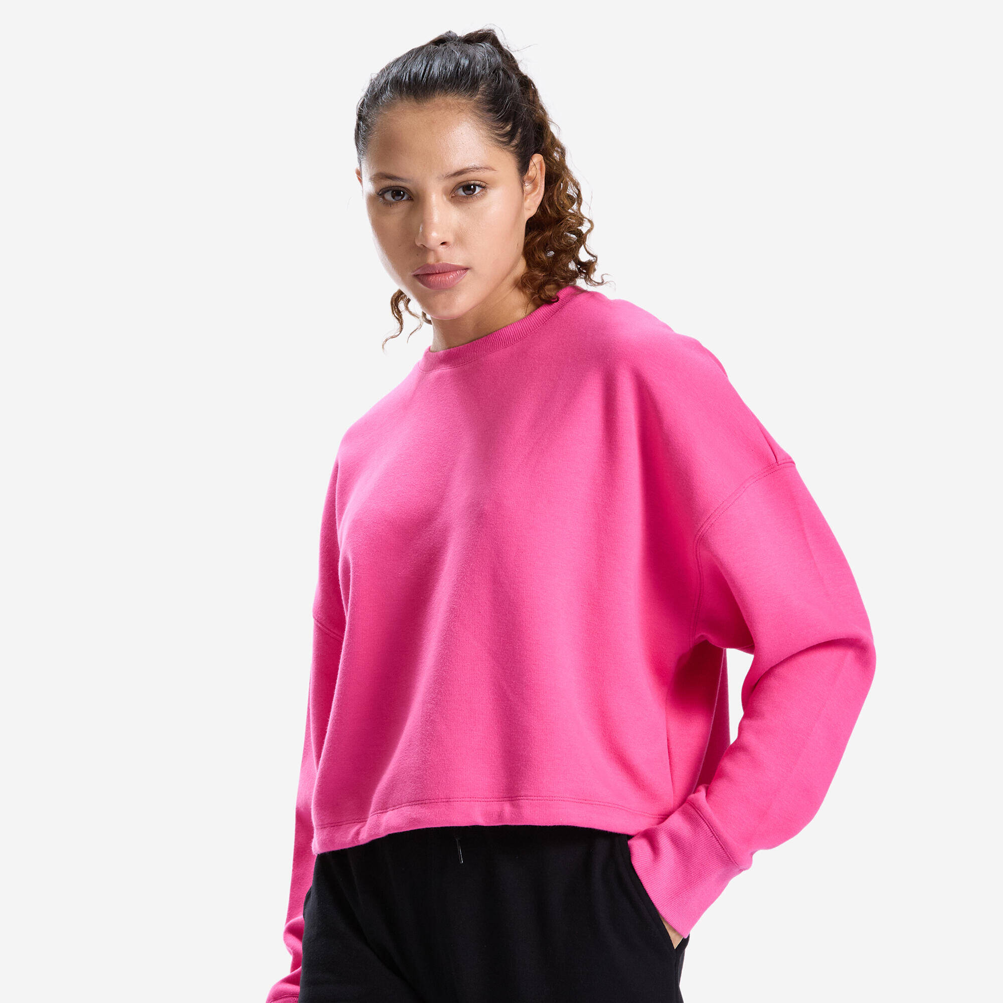 Women's Cropped Fitness Sweatshirt - Pink
