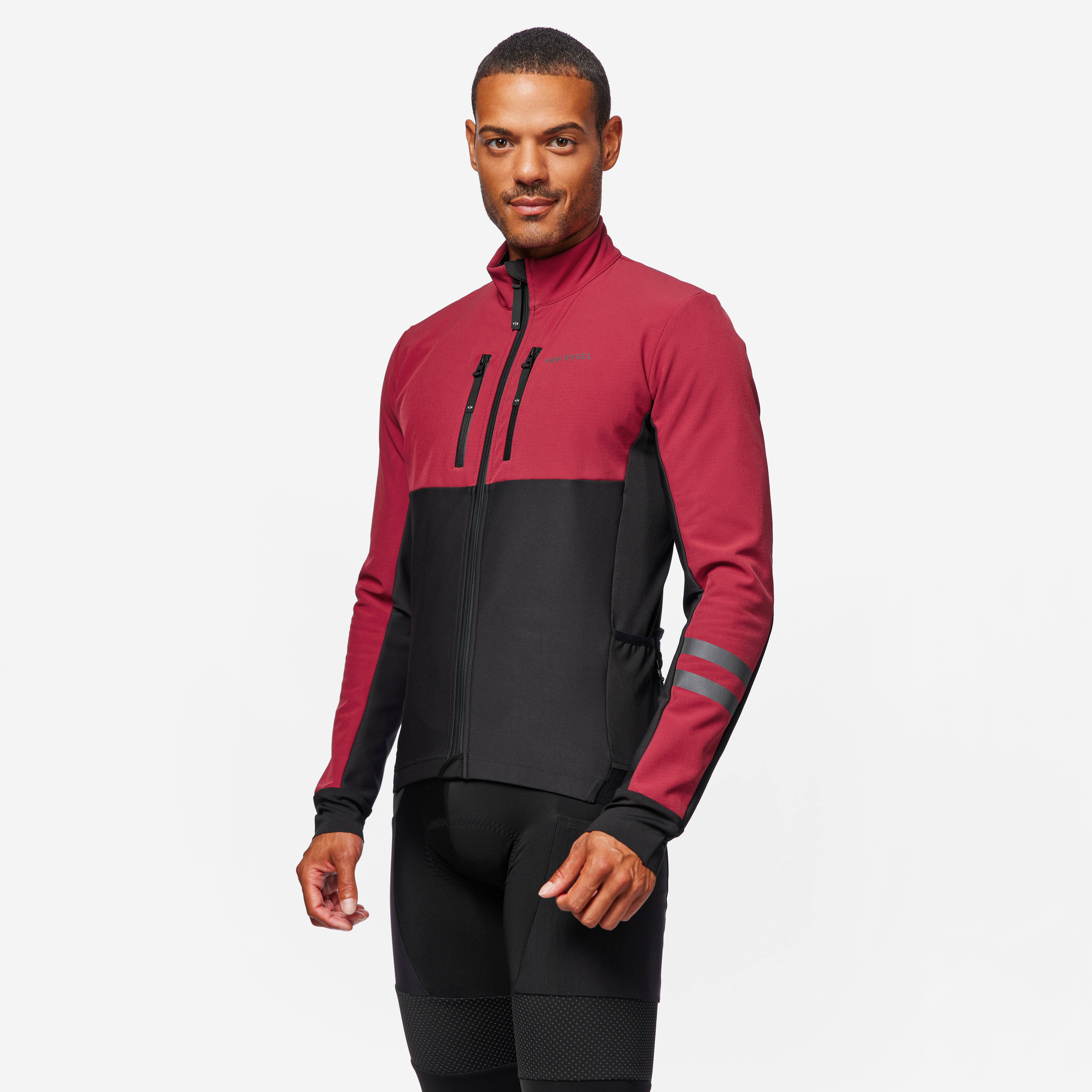 Chaqueta Ciclismo Carretera Endurance Hombre Negro Burdeos Invierno Decathlon