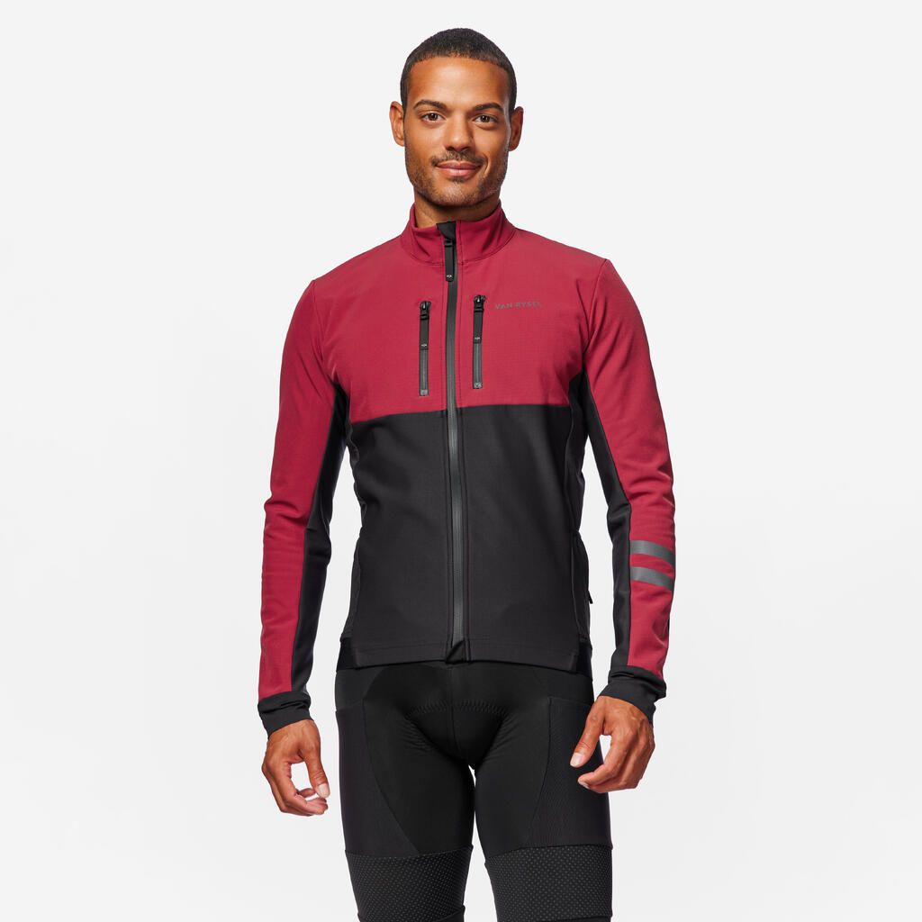 Fahrrad Winterjacke Herren Rennrad - Endurance schwarz/dunkelrot