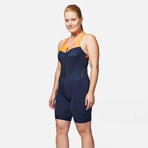 
      WOMEN'S SHORT-DISTANCE TRIATHLON TRISUIT - NAVY/ORANGE
  