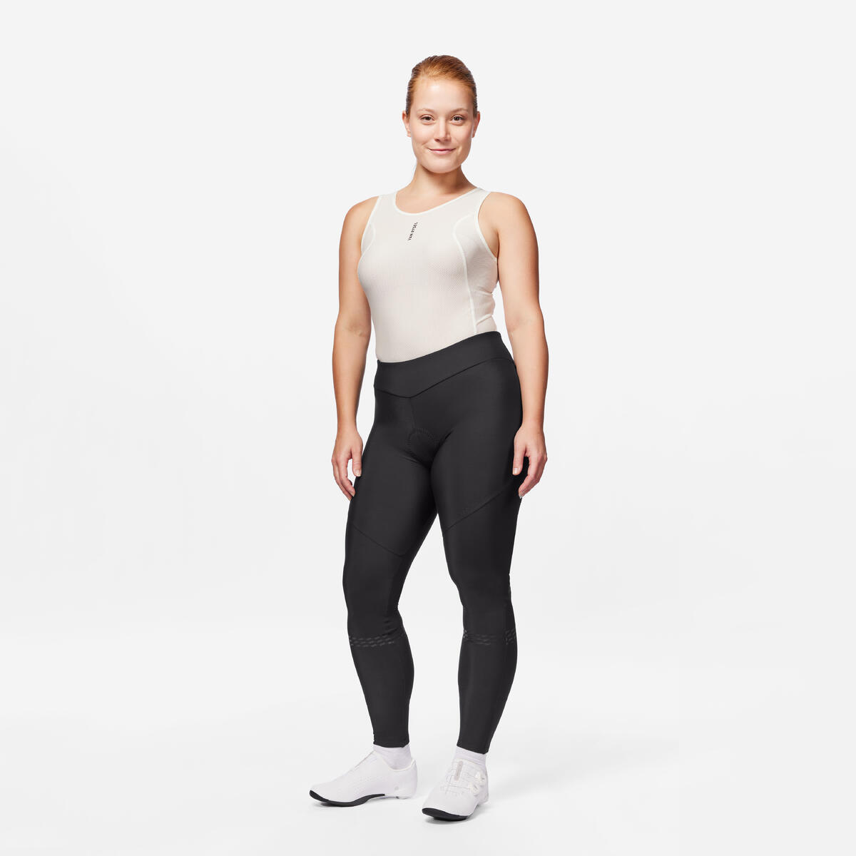 Collant sans bretelles vélo route femme endurance - noir