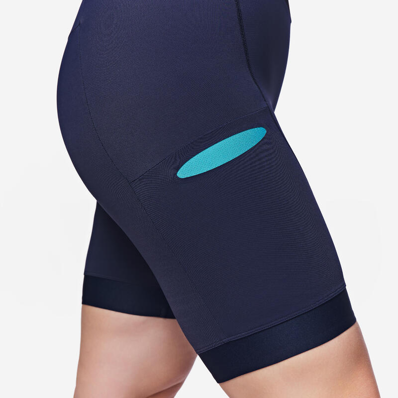 COMBINEZON TRIFONCTION TRIATLON DISTANȚĂ SCURTĂ NAVY PORTOCALIU DAMĂ