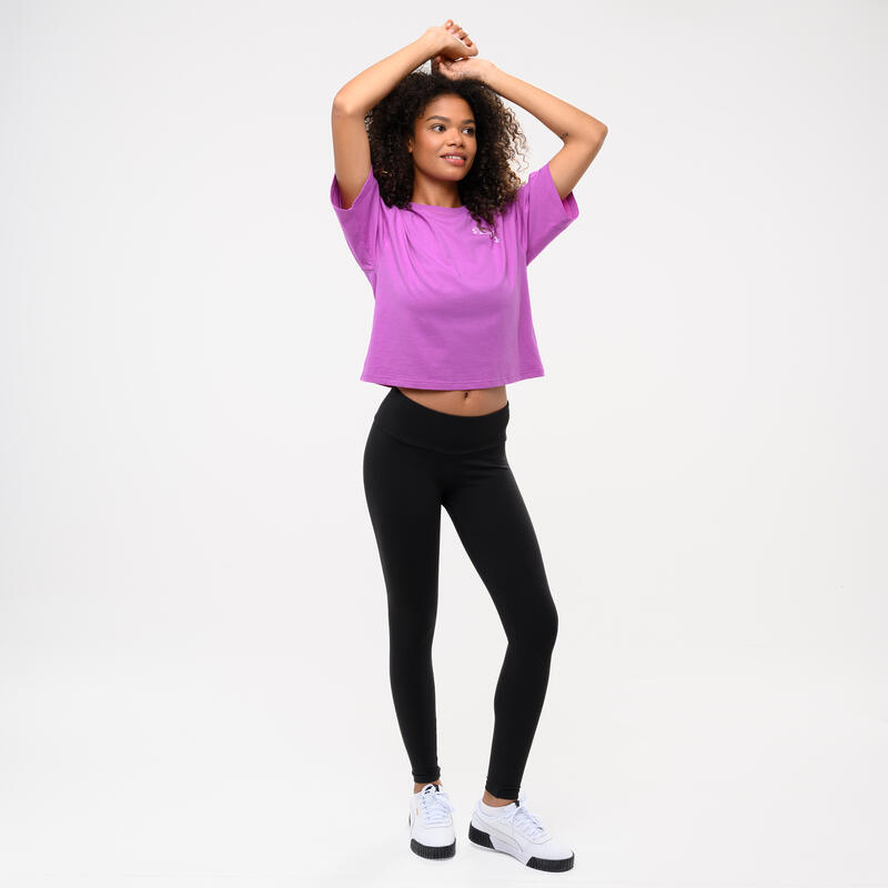 Legging confortable en coton 7/8 femme, noir