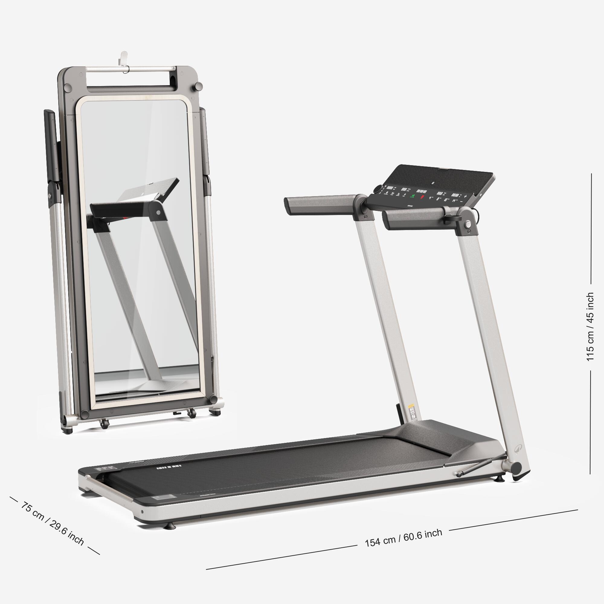 Compact Treadmill 14 km/h Convertible to Mirror - Run100 Milor Limited Edition