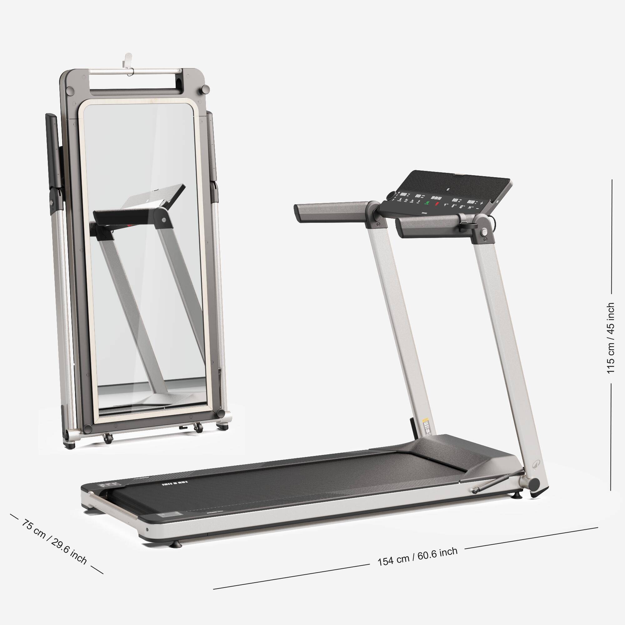 Compact Treadmill 14 km/h Convertible to Mirror - Run100 Milor Limited Edition -  2