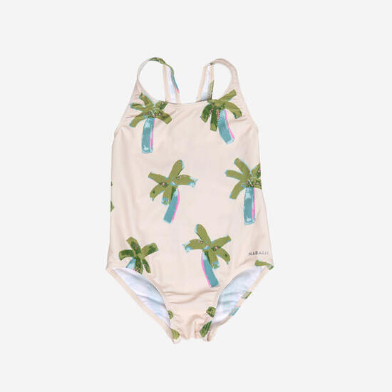 Maillot de bain 1 pièce Bébé / Fille - beige imprimés palmiers