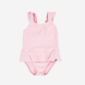 Bañador Bebé Niña Rosa Blanco Rayas Faldita